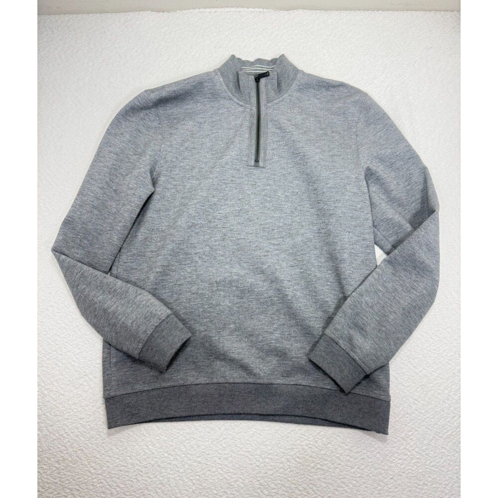 Ted Baker London Mens Large Gray Quarter Zip Pullover Sweater Minimalist Preppy
